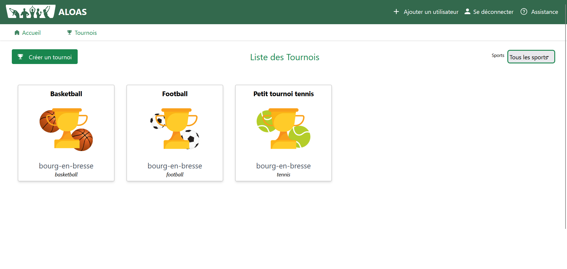 Aloas - Interface d'administration