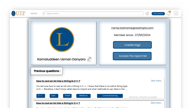 Site UTP - Interface étudiants
